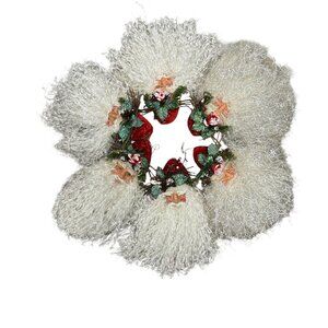 Set of 6 Vtg Santa Face Ornaments Sparkly Long Beards 10" Y2K 90s Retro Xmas